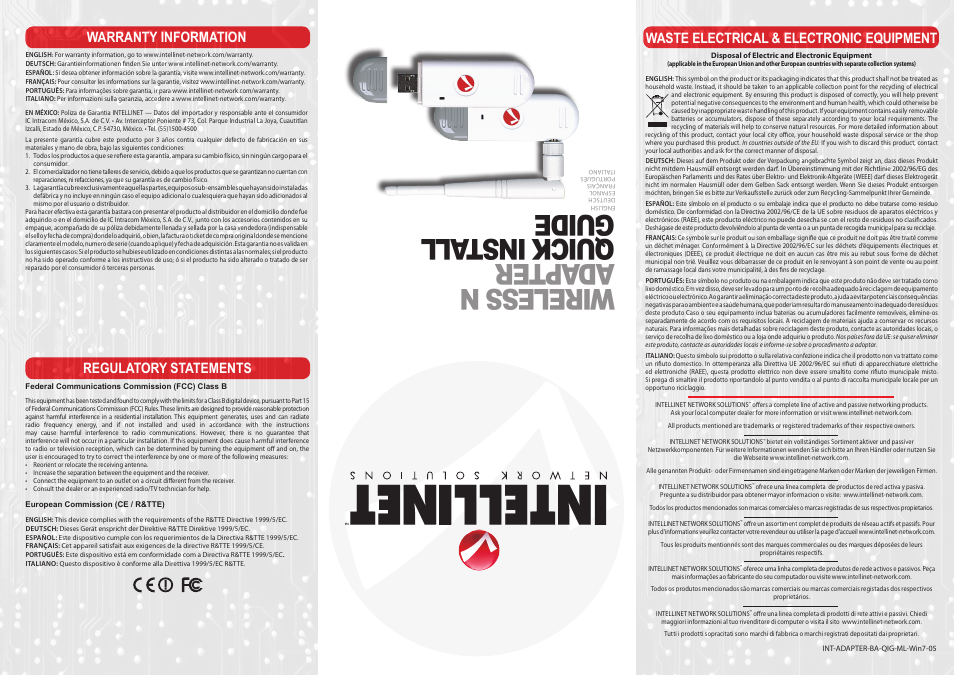 INTELLINET NETWORK 525275 Wireless 450N Dual-Band USB Adapter Quick Install Guide (Windows 7) User Manual | 2 pages