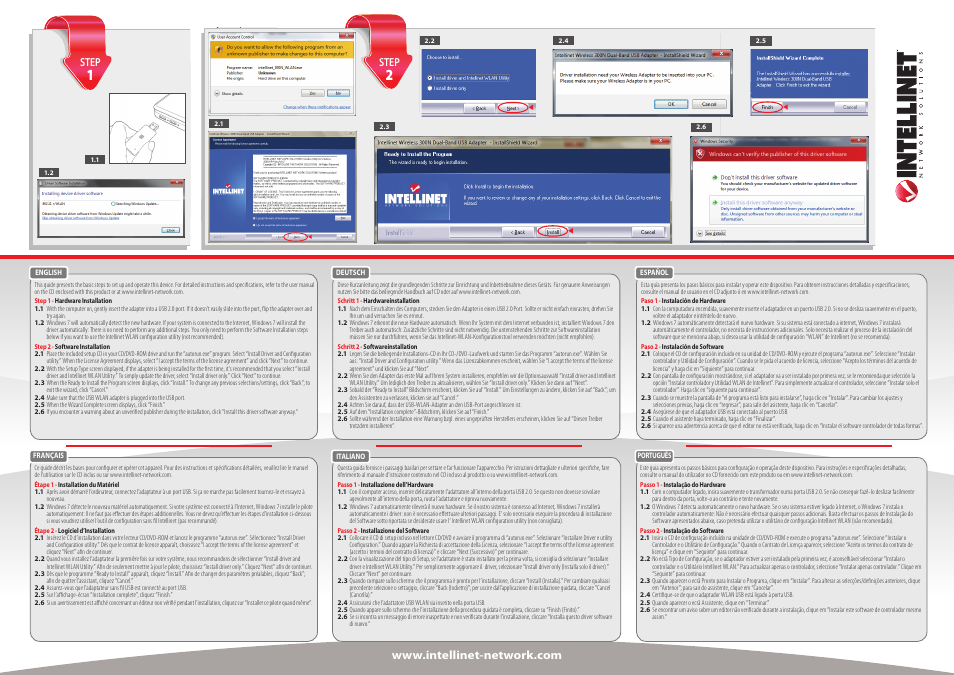 Step | INTELLINET NETWORK 525275 Wireless 450N Dual-Band USB Adapter Quick Install Guide (Windows 7) User Manual | Page 2 / 2