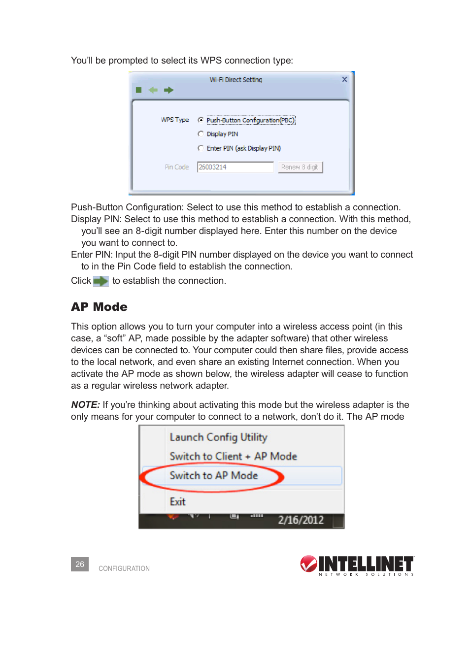 Ap mode | INTELLINET NETWORK 525275 Wireless 450N Dual-Band USB Adapter User Manual User Manual | Page 26 / 40