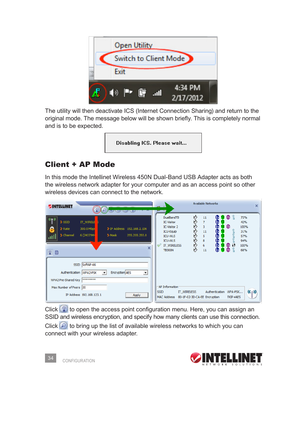 Client + ap mode | INTELLINET NETWORK 525275 Wireless 450N Dual-Band USB Adapter User Manual User Manual | Page 34 / 40