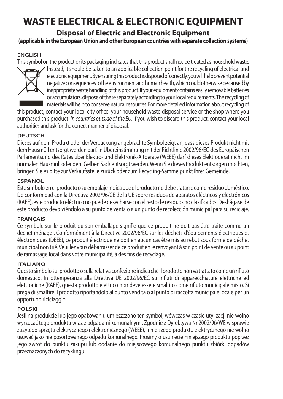 Waste electrical & electronic equipment | INTELLINET NETWORK 524995 Wireless 300N Dual-Band USB Adapter User Manual User Manual | Page 2 / 34