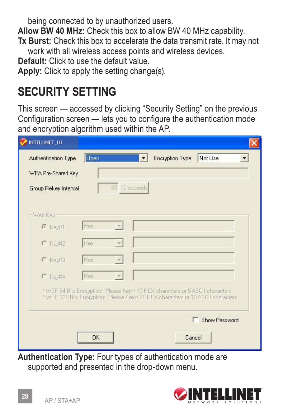 Security setting | INTELLINET NETWORK 524995 Wireless 300N Dual-Band USB Adapter User Manual User Manual | Page 28 / 34