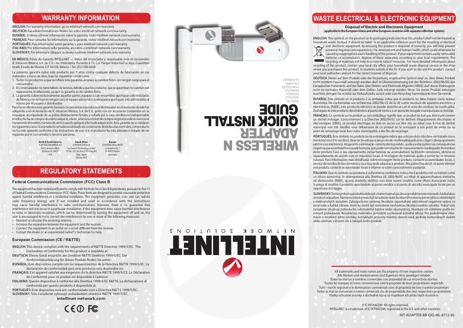 INTELLINET NETWORK 525206 Wireless 300N High-Gain USB Adapter Quick Install Guide User Manual | 2 pages