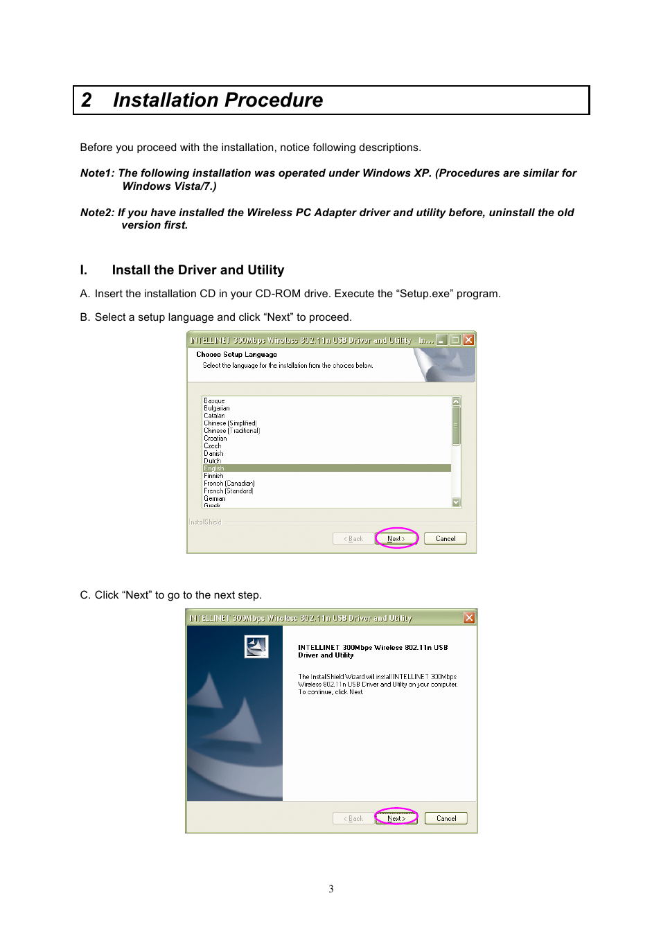 2 installation procedure | INTELLINET NETWORK 525206 Wireless 300N High-Gain USB Adapter User Manual User Manual | Page 7 / 31