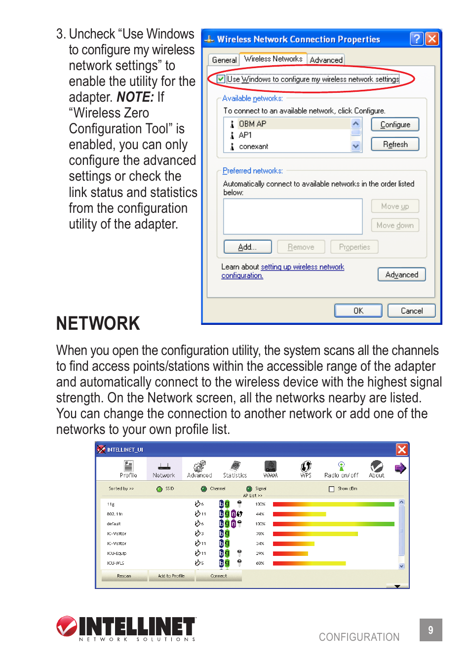 Network | INTELLINET NETWORK 525152 Wireless 150N High-Power USB Adapter User Manual User Manual | Page 9 / 34