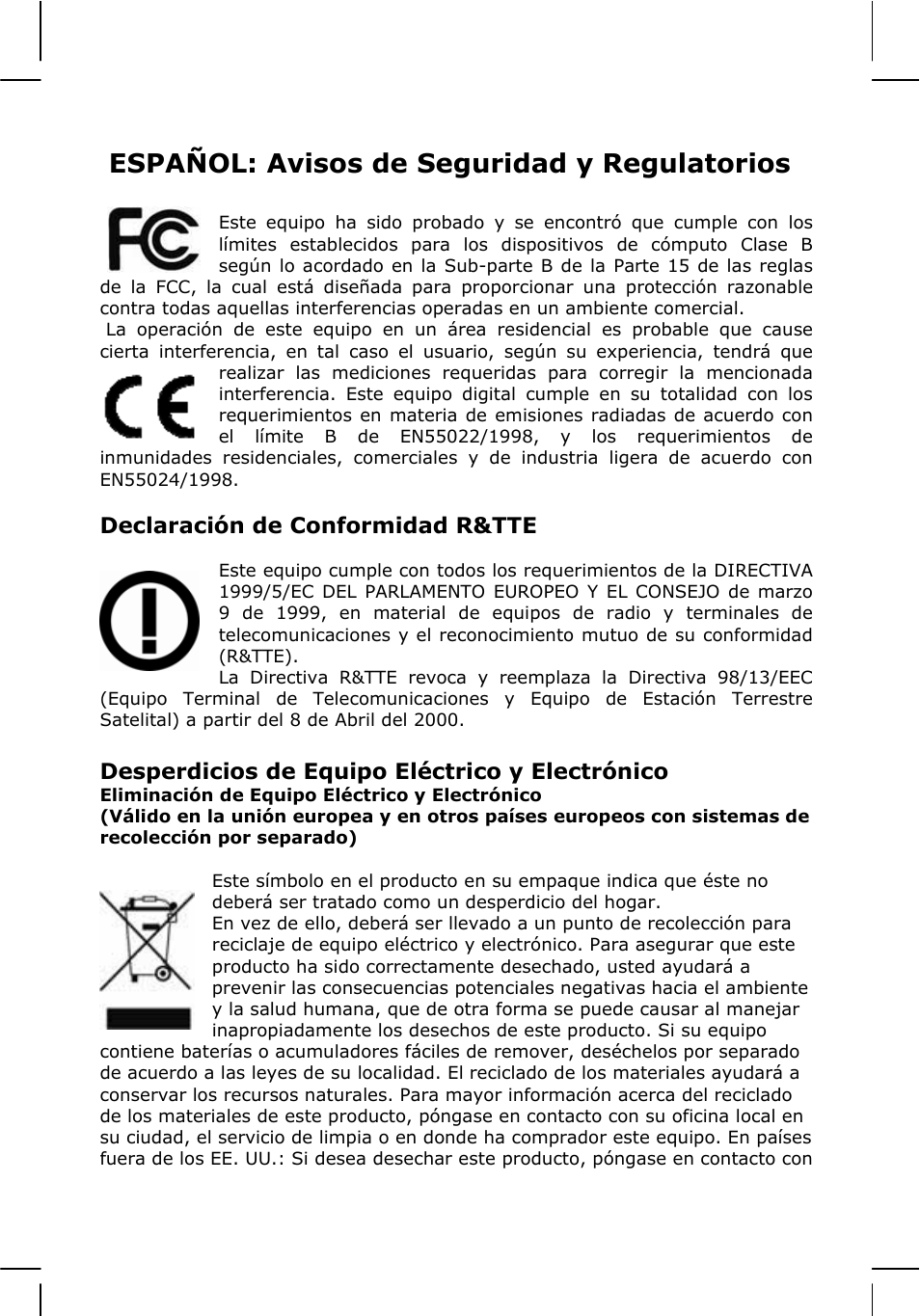 Español: avisos de seguridad y regulatorios | INTELLINET NETWORK 524827 GuestGate MK II Quick Install Guide User Manual | Page 10 / 36