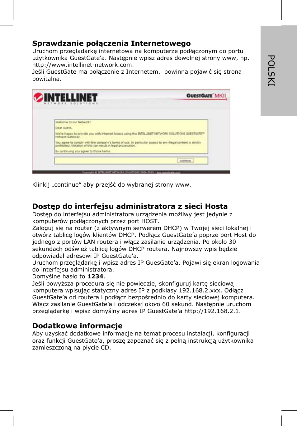 Polski | INTELLINET NETWORK 524827 GuestGate MK II Quick Install Guide User Manual | Page 29 / 36