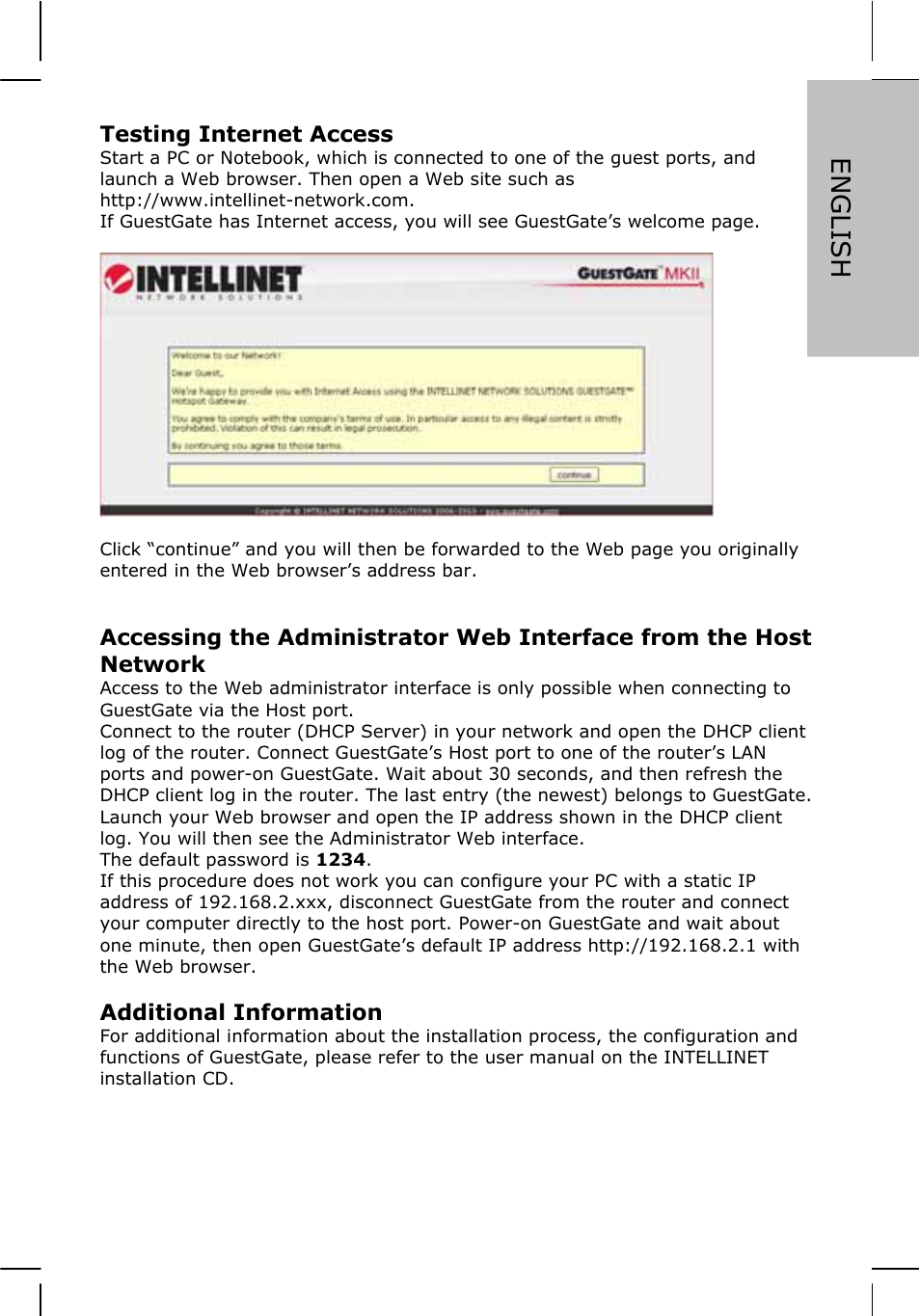 English | INTELLINET NETWORK 524827 GuestGate MK II Quick Install Guide User Manual | Page 5 / 36