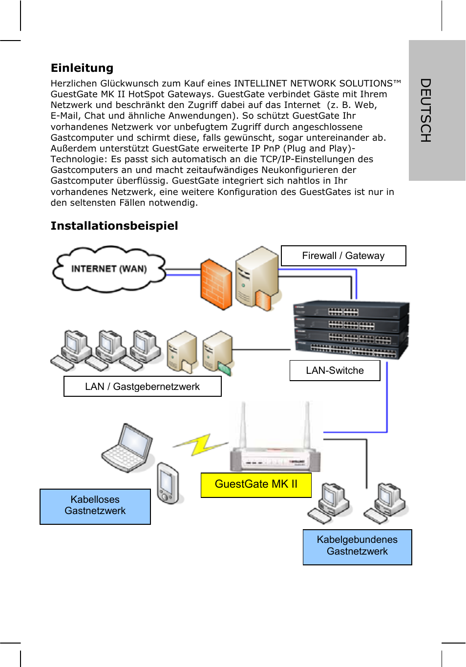 Deutsch | INTELLINET NETWORK 524827 GuestGate MK II Quick Install Guide User Manual | Page 7 / 36