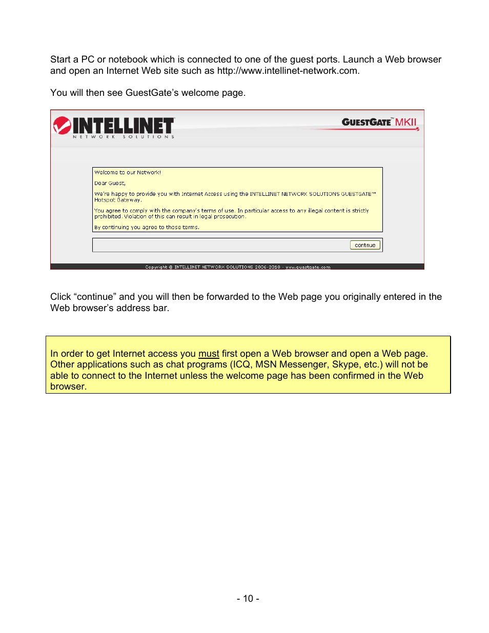 INTELLINET NETWORK 524827 GuestGate MK II User Manual User Manual | Page 10 / 44