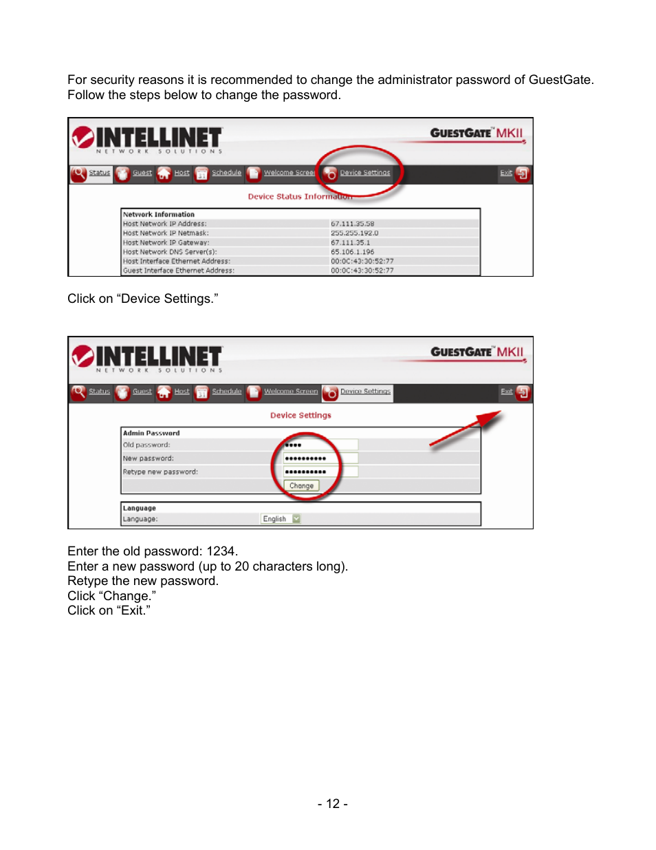 INTELLINET NETWORK 524827 GuestGate MK II User Manual User Manual | Page 12 / 44