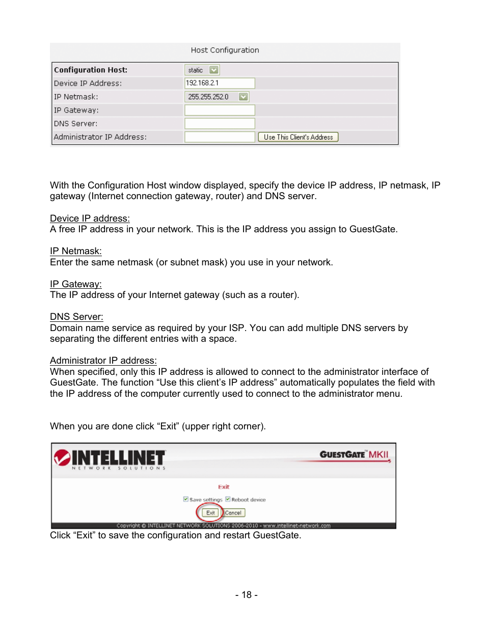 INTELLINET NETWORK 524827 GuestGate MK II User Manual User Manual | Page 18 / 44