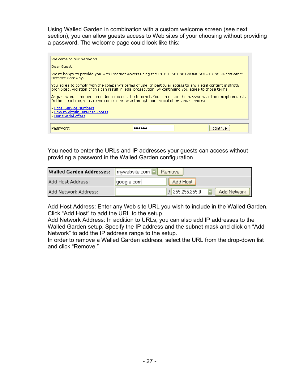 INTELLINET NETWORK 524827 GuestGate MK II User Manual User Manual | Page 27 / 44