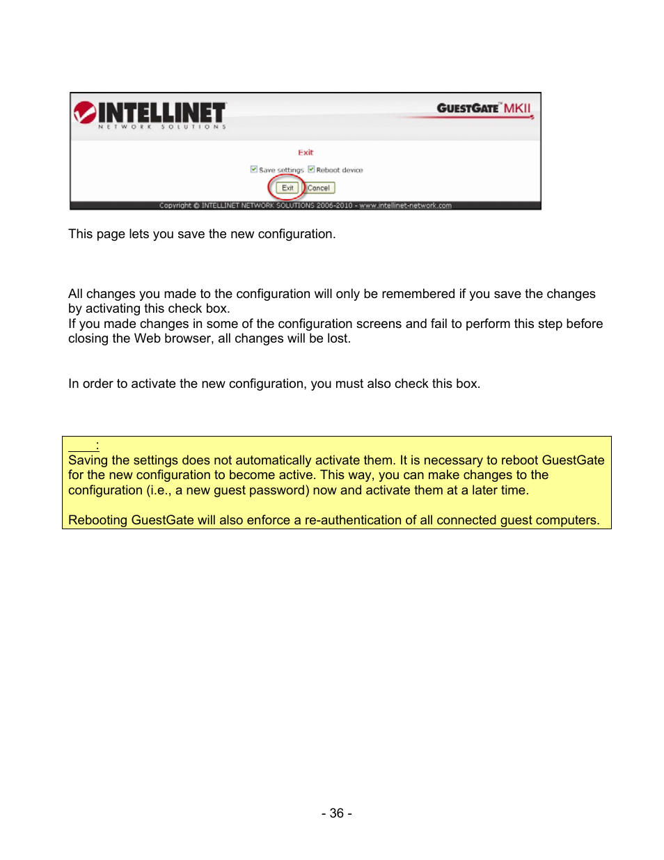 INTELLINET NETWORK 524827 GuestGate MK II User Manual User Manual | Page 36 / 44