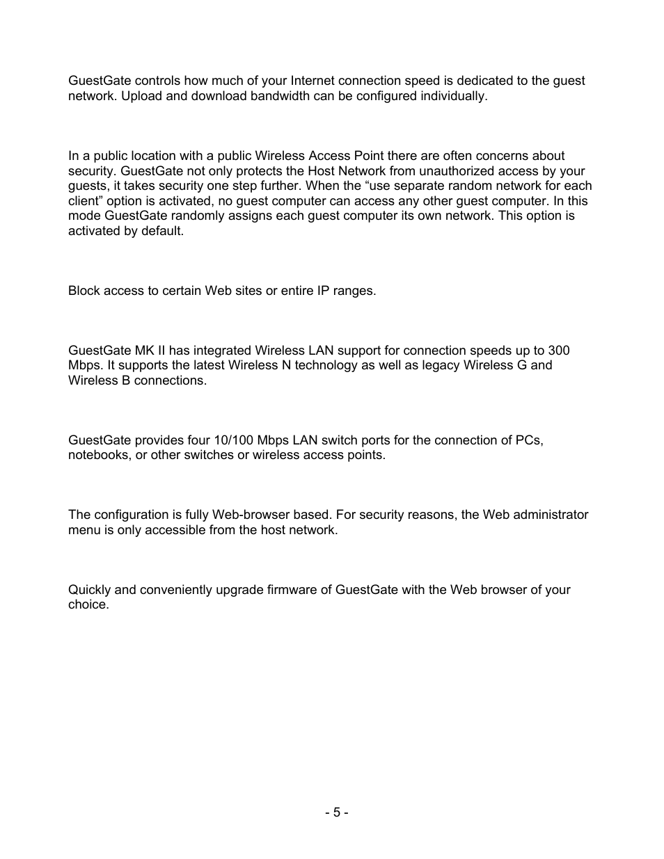 INTELLINET NETWORK 524827 GuestGate MK II User Manual User Manual | Page 5 / 44
