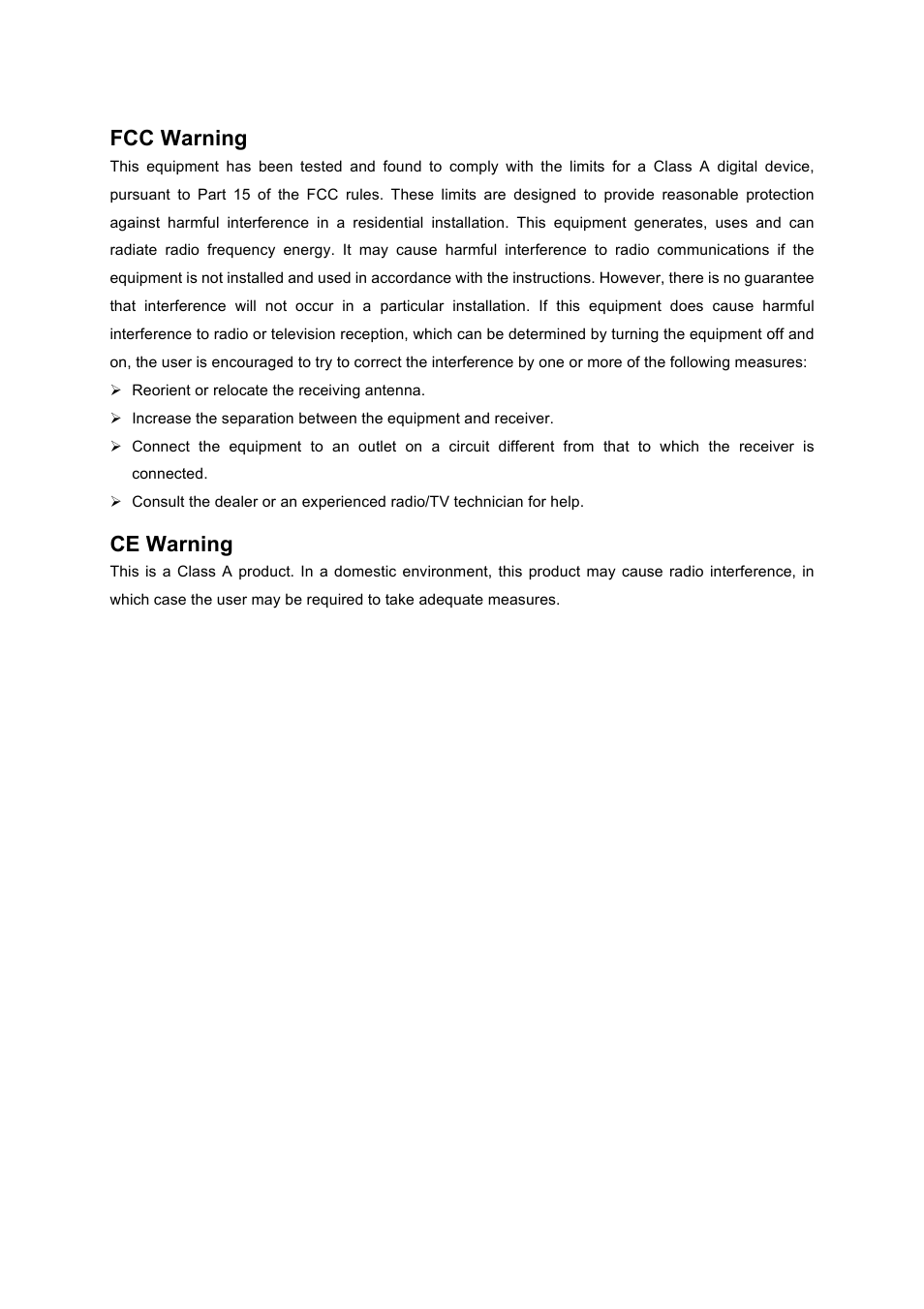 Fcc warning, Ce warning | INTELLINET NETWORK 560900 24 Ports Gigabit + 4 Gigabit SFP PoE+ Web Management Ethernet Switch User Manual User Manual | Page 3 / 40