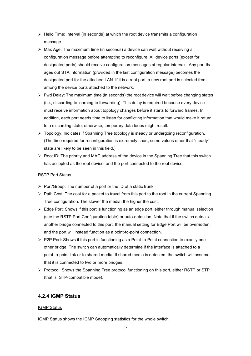 4 igmp status | INTELLINET NETWORK 560900 24 Ports Gigabit + 4 Gigabit SFP PoE+ Web Management Ethernet Switch User Manual User Manual | Page 33 / 40