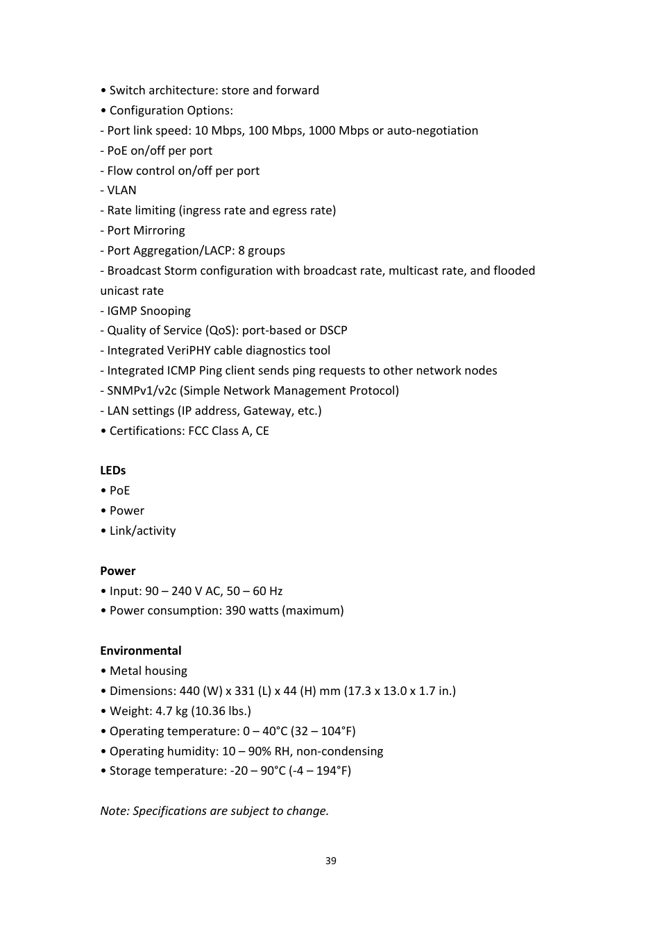 INTELLINET NETWORK 560900 24 Ports Gigabit + 4 Gigabit SFP PoE+ Web Management Ethernet Switch User Manual User Manual | Page 40 / 40