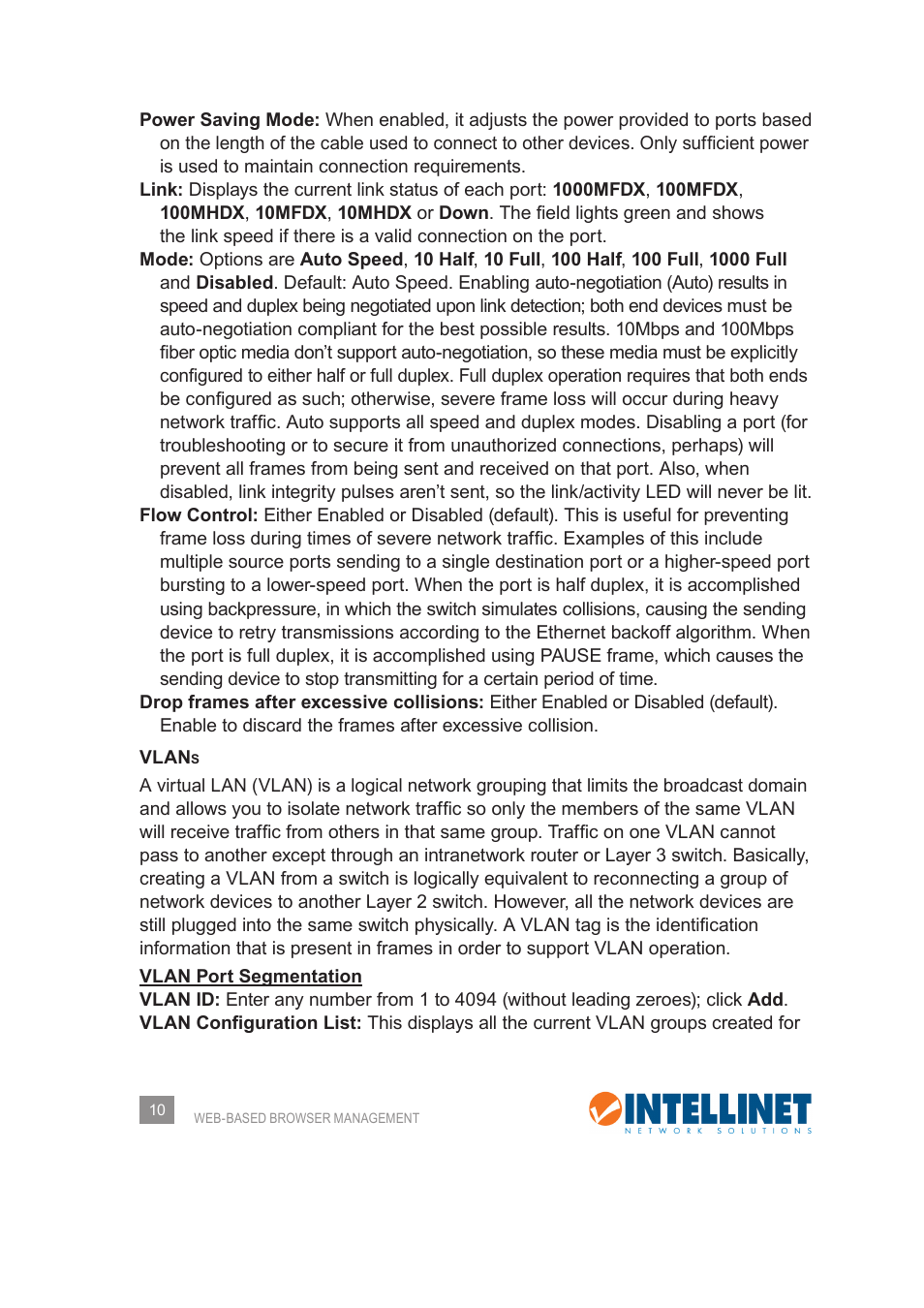 INTELLINET NETWORK 560542 8 Ports Gigabit PoE+Web Management Desktop Ethernet Switch User Manual User Manual | Page 10 / 28