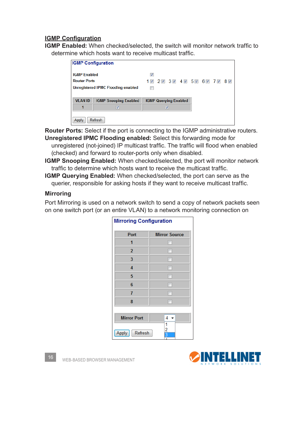 INTELLINET NETWORK 560542 8 Ports Gigabit PoE+Web Management Desktop Ethernet Switch User Manual User Manual | Page 16 / 28