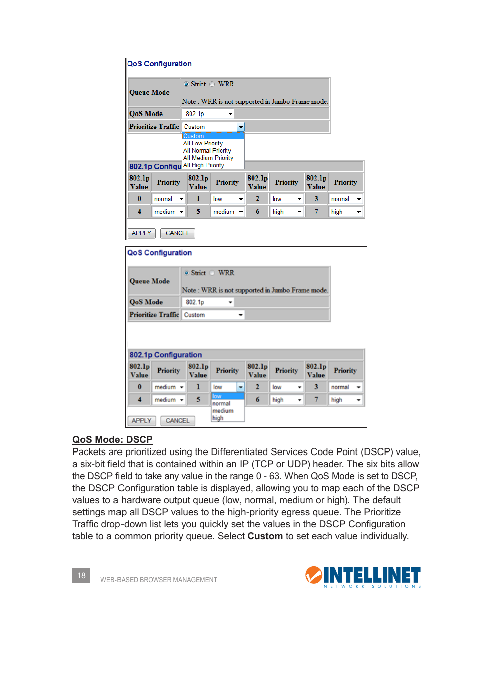 INTELLINET NETWORK 560542 8 Ports Gigabit PoE+Web Management Desktop Ethernet Switch User Manual User Manual | Page 18 / 28