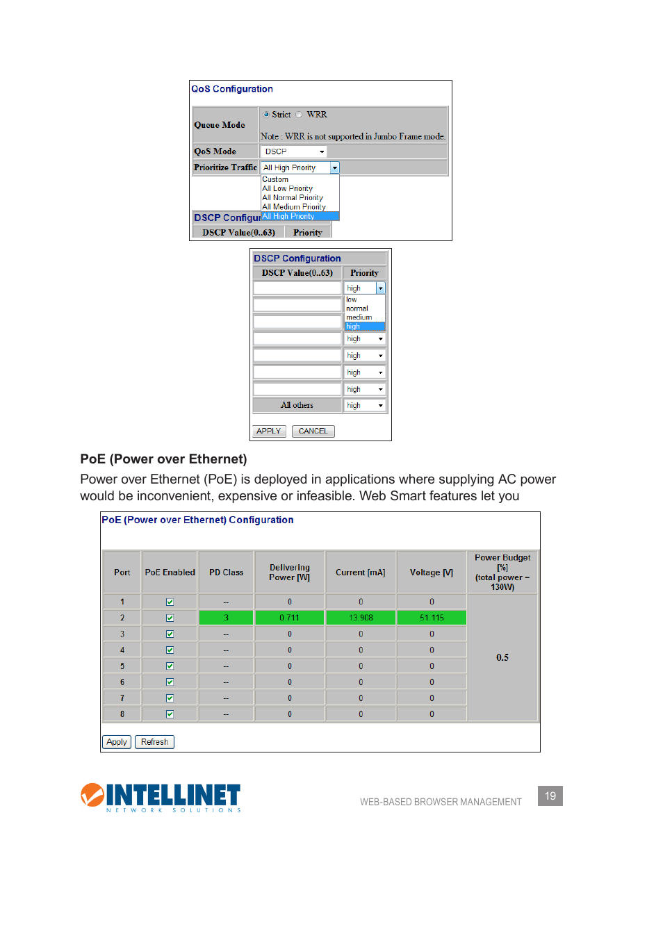 INTELLINET NETWORK 560542 8 Ports Gigabit PoE+Web Management Desktop Ethernet Switch User Manual User Manual | Page 19 / 28