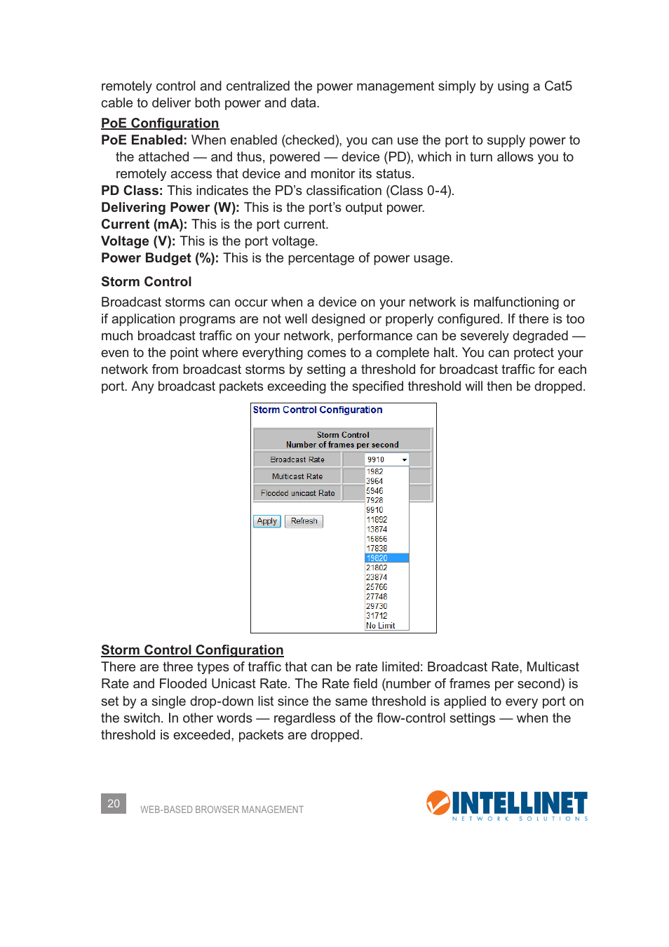 INTELLINET NETWORK 560542 8 Ports Gigabit PoE+Web Management Desktop Ethernet Switch User Manual User Manual | Page 20 / 28