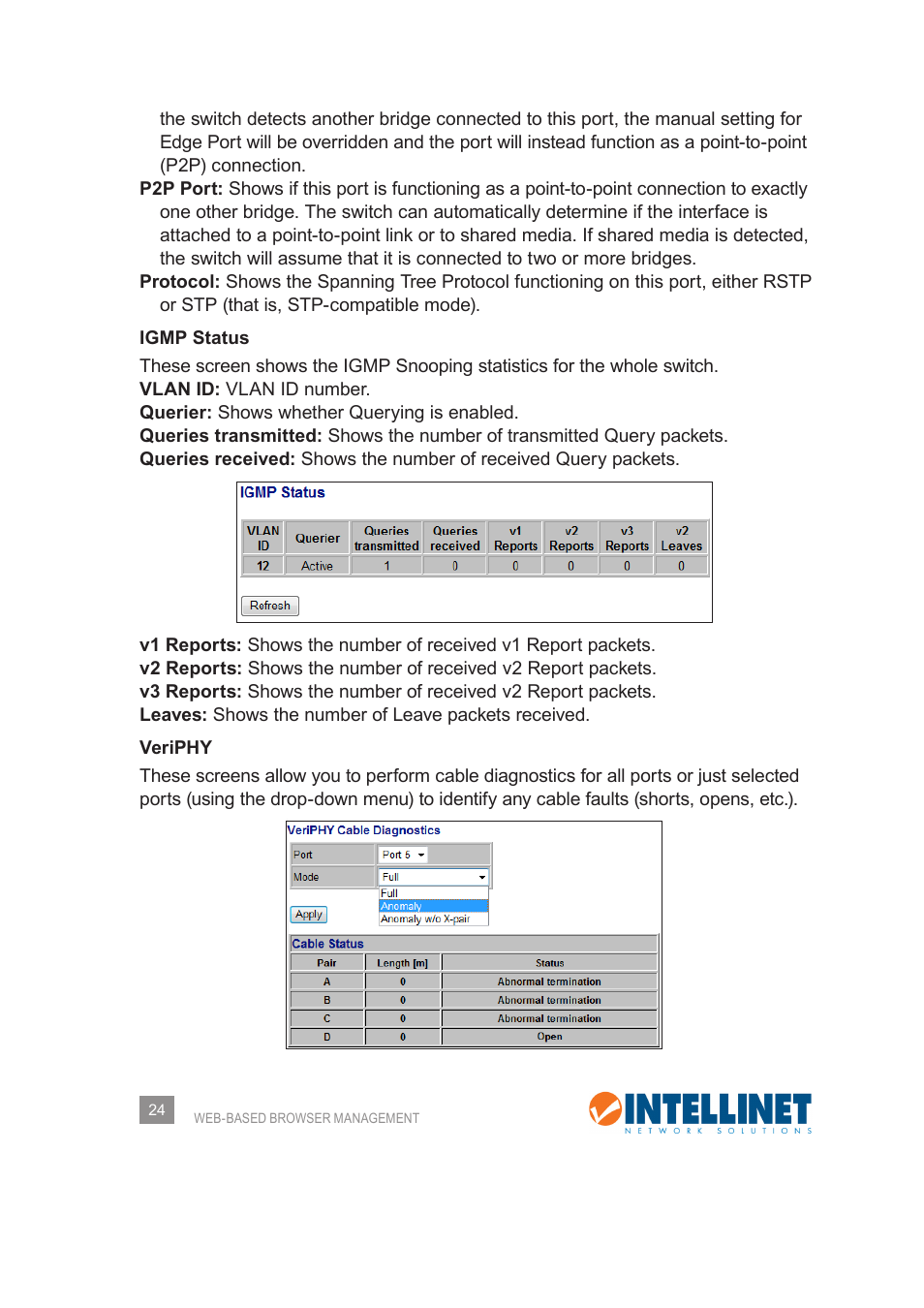 INTELLINET NETWORK 560542 8 Ports Gigabit PoE+Web Management Desktop Ethernet Switch User Manual User Manual | Page 24 / 28