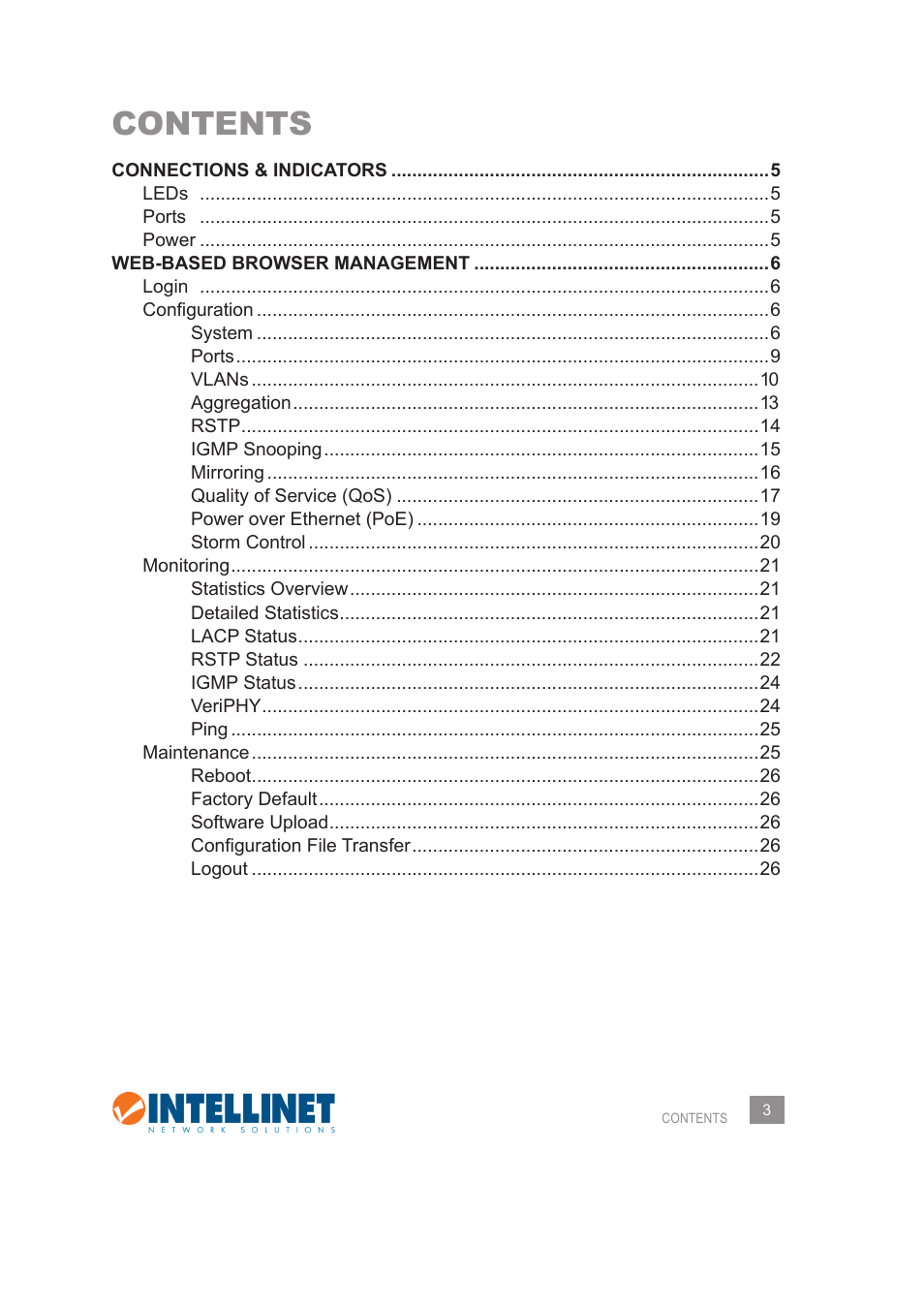 INTELLINET NETWORK 560542 8 Ports Gigabit PoE+Web Management Desktop Ethernet Switch User Manual User Manual | Page 3 / 28