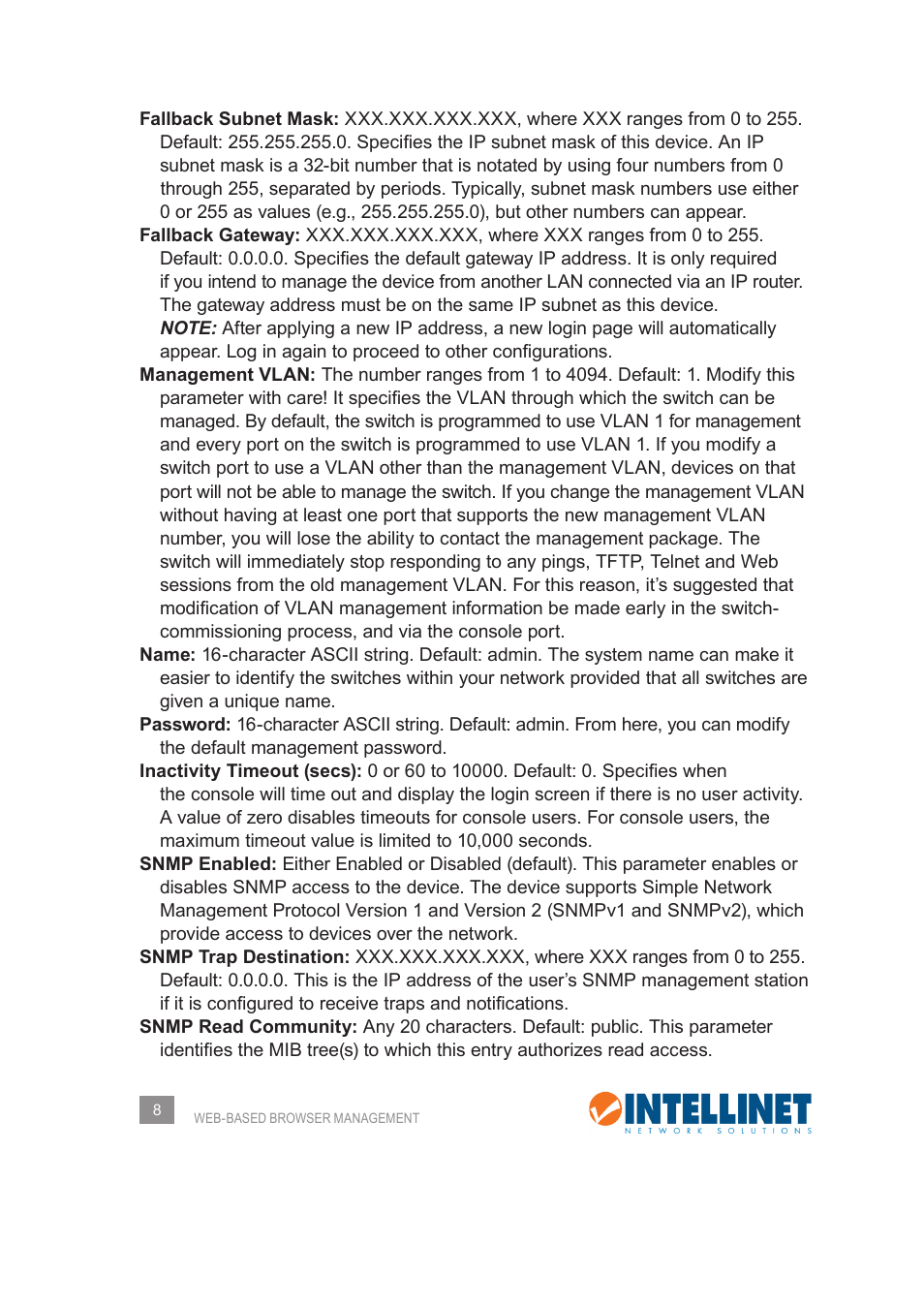 INTELLINET NETWORK 560542 8 Ports Gigabit PoE+Web Management Desktop Ethernet Switch User Manual User Manual | Page 8 / 28