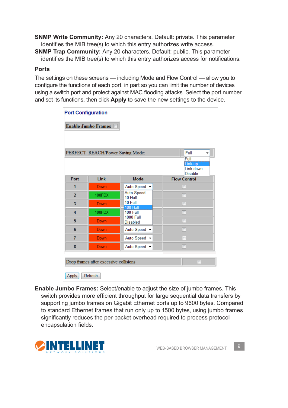 INTELLINET NETWORK 560542 8 Ports Gigabit PoE+Web Management Desktop Ethernet Switch User Manual User Manual | Page 9 / 28