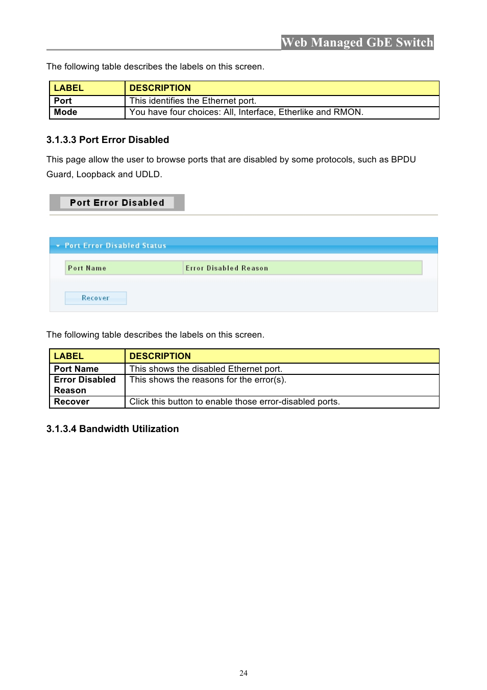 Web managed gbe switch | INTELLINET NETWORK 560801 24-Port Gigabit Managed Switch + 4 SFP Ports User Manual User Manual | Page 24 / 96