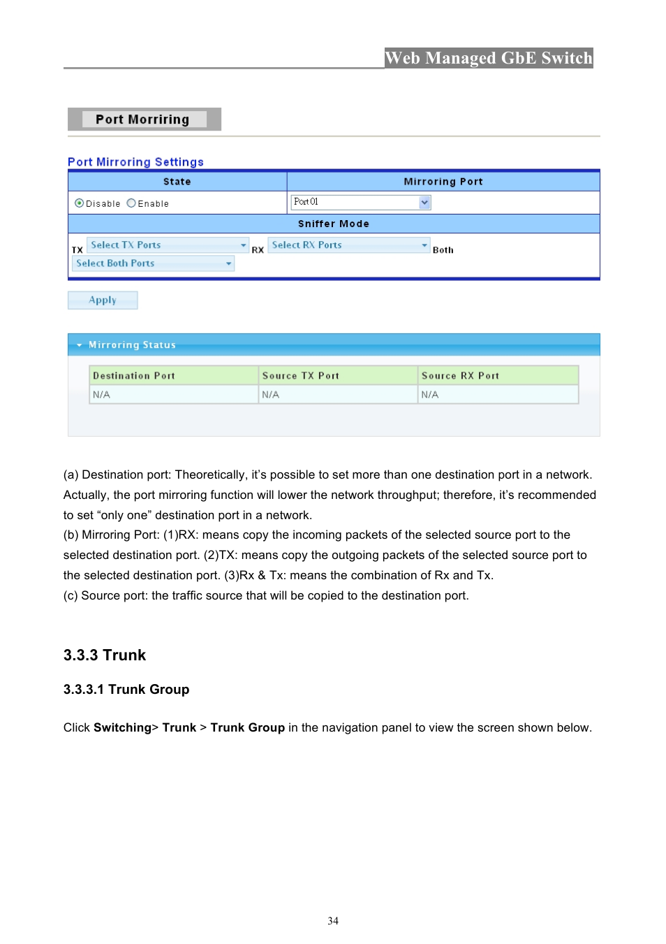 Web managed gbe switch | INTELLINET NETWORK 560801 24-Port Gigabit Managed Switch + 4 SFP Ports User Manual User Manual | Page 34 / 96