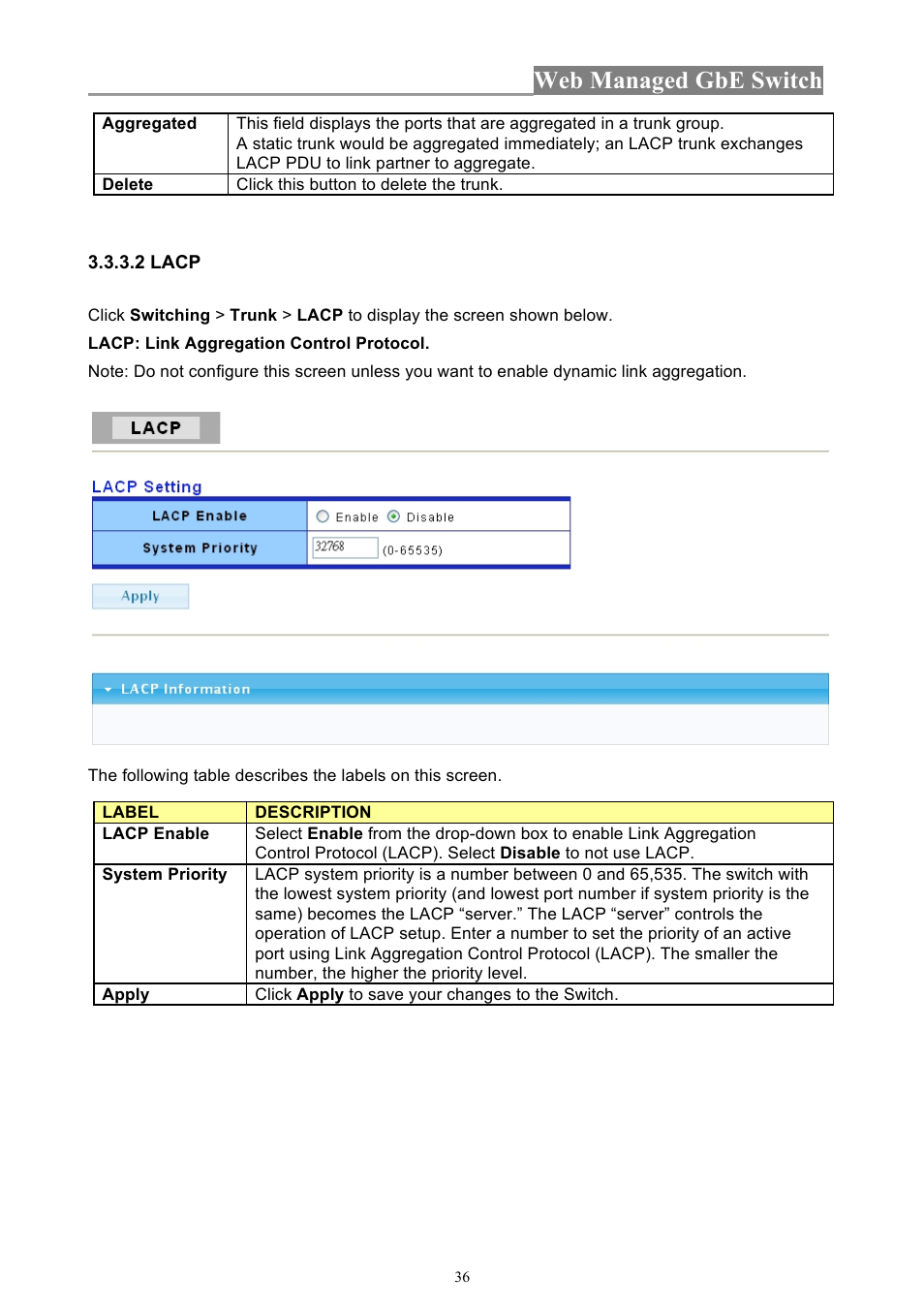 Web managed gbe switch | INTELLINET NETWORK 560801 24-Port Gigabit Managed Switch + 4 SFP Ports User Manual User Manual | Page 36 / 96