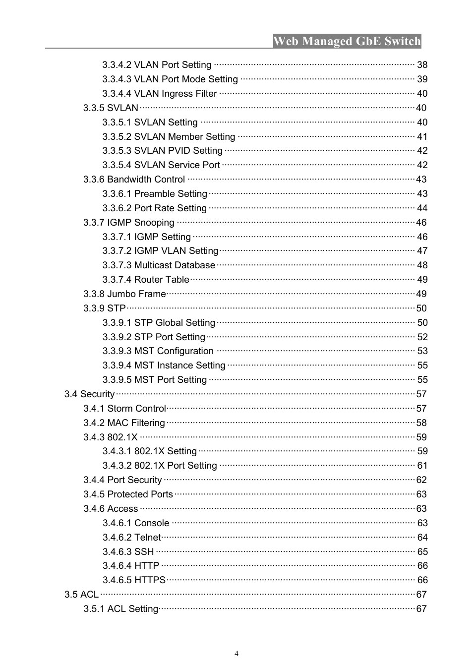 Web managed gbe switch | INTELLINET NETWORK 560801 24-Port Gigabit Managed Switch + 4 SFP Ports User Manual User Manual | Page 4 / 96