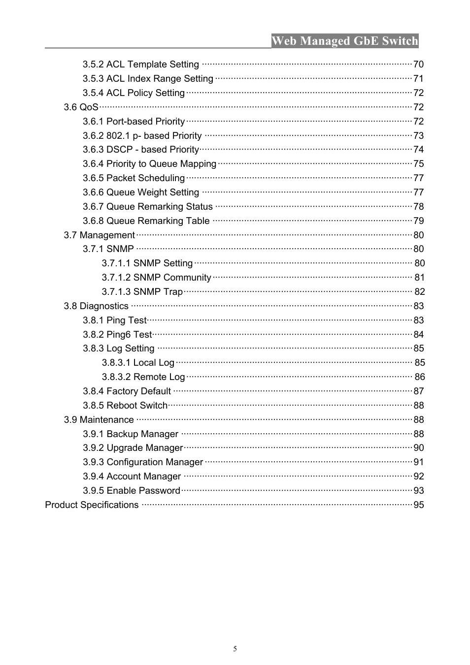 Web managed gbe switch | INTELLINET NETWORK 560801 24-Port Gigabit Managed Switch + 4 SFP Ports User Manual User Manual | Page 5 / 96