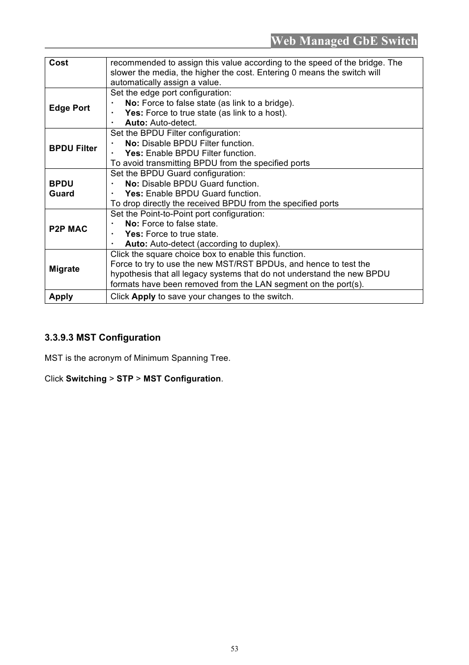 Web managed gbe switch | INTELLINET NETWORK 560801 24-Port Gigabit Managed Switch + 4 SFP Ports User Manual User Manual | Page 53 / 96