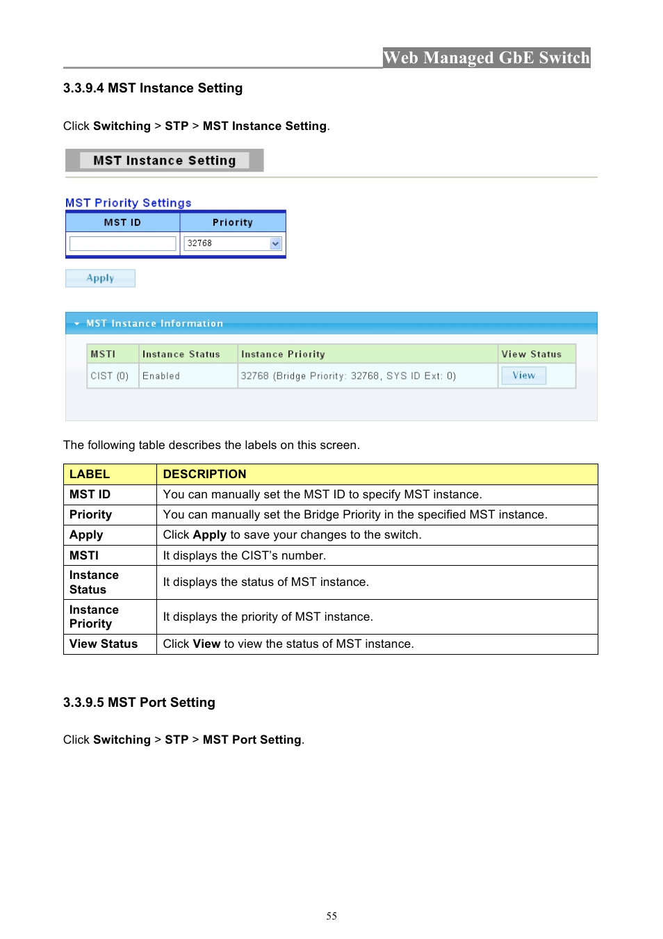 Web managed gbe switch | INTELLINET NETWORK 560801 24-Port Gigabit Managed Switch + 4 SFP Ports User Manual User Manual | Page 55 / 96