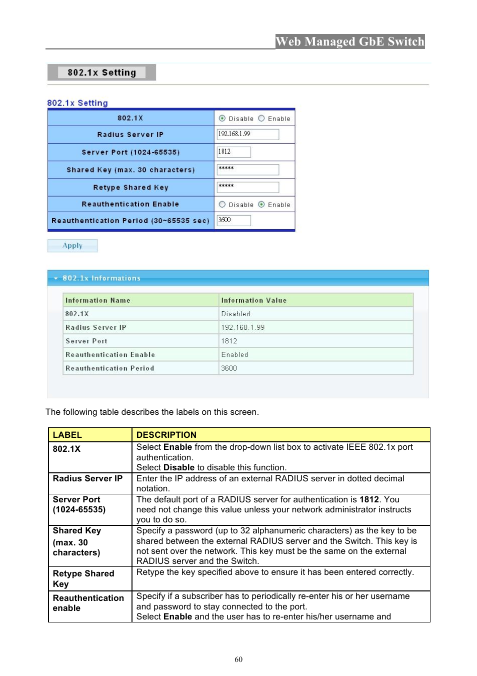 Web managed gbe switch | INTELLINET NETWORK 560801 24-Port Gigabit Managed Switch + 4 SFP Ports User Manual User Manual | Page 60 / 96