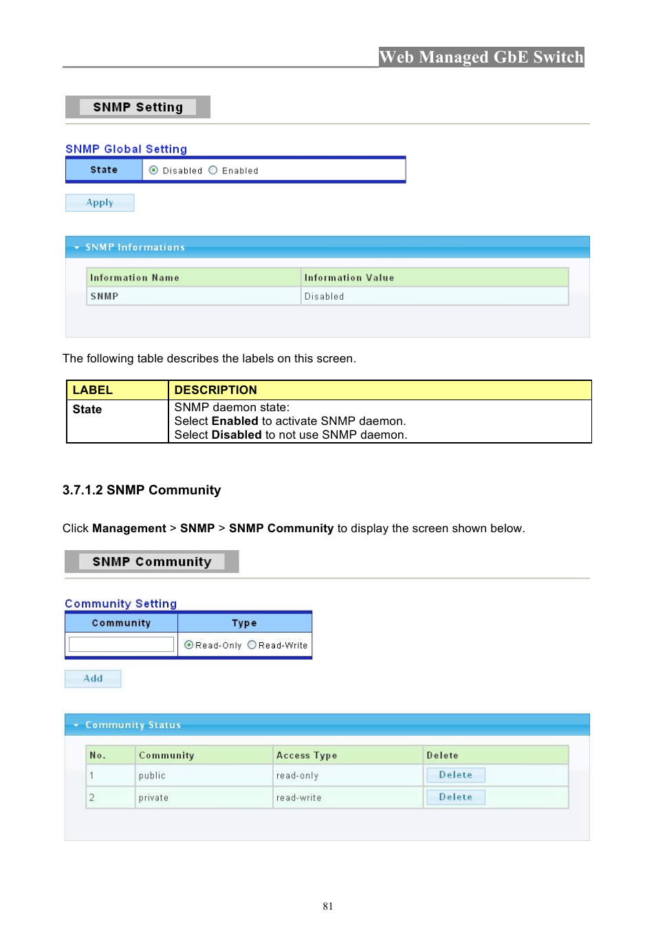 Web managed gbe switch | INTELLINET NETWORK 560801 24-Port Gigabit Managed Switch + 4 SFP Ports User Manual User Manual | Page 81 / 96