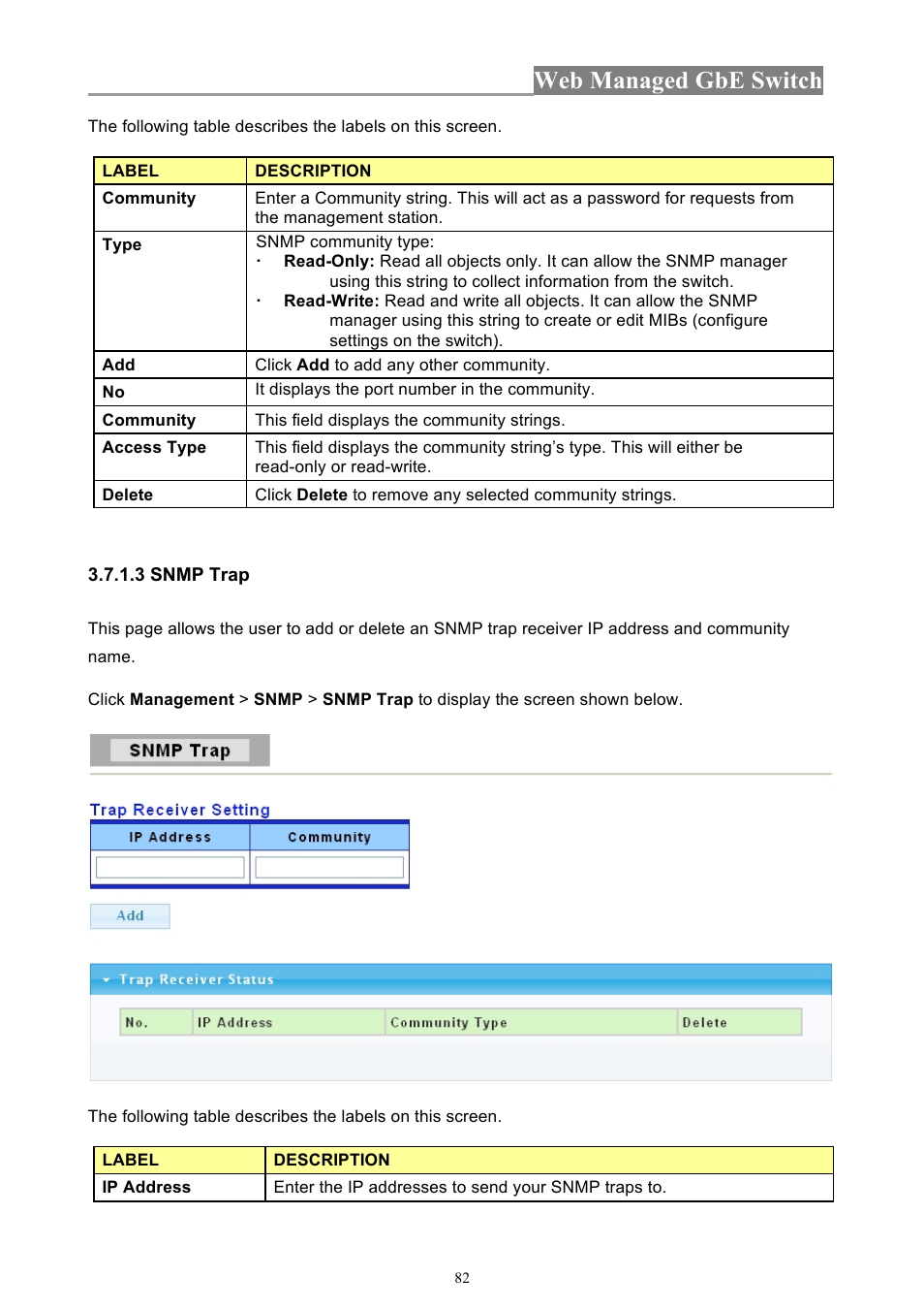 Web managed gbe switch | INTELLINET NETWORK 560801 24-Port Gigabit Managed Switch + 4 SFP Ports User Manual User Manual | Page 82 / 96