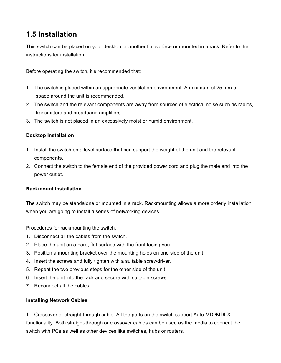 560801_560818_01_man_cd.2, 5 installation | INTELLINET NETWORK 560801 24-Port Gigabit Managed Switch + 4 SFP Ports User Manual User Manual | Page 9 / 96