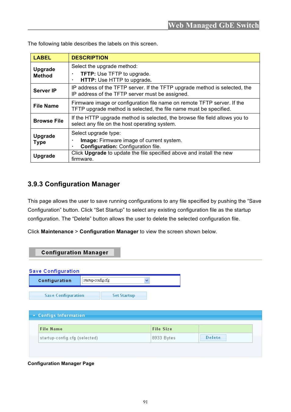 Web managed gbe switch, 3 configuration manager | INTELLINET NETWORK 560801 24-Port Gigabit Managed Switch + 4 SFP Ports User Manual User Manual | Page 91 / 96