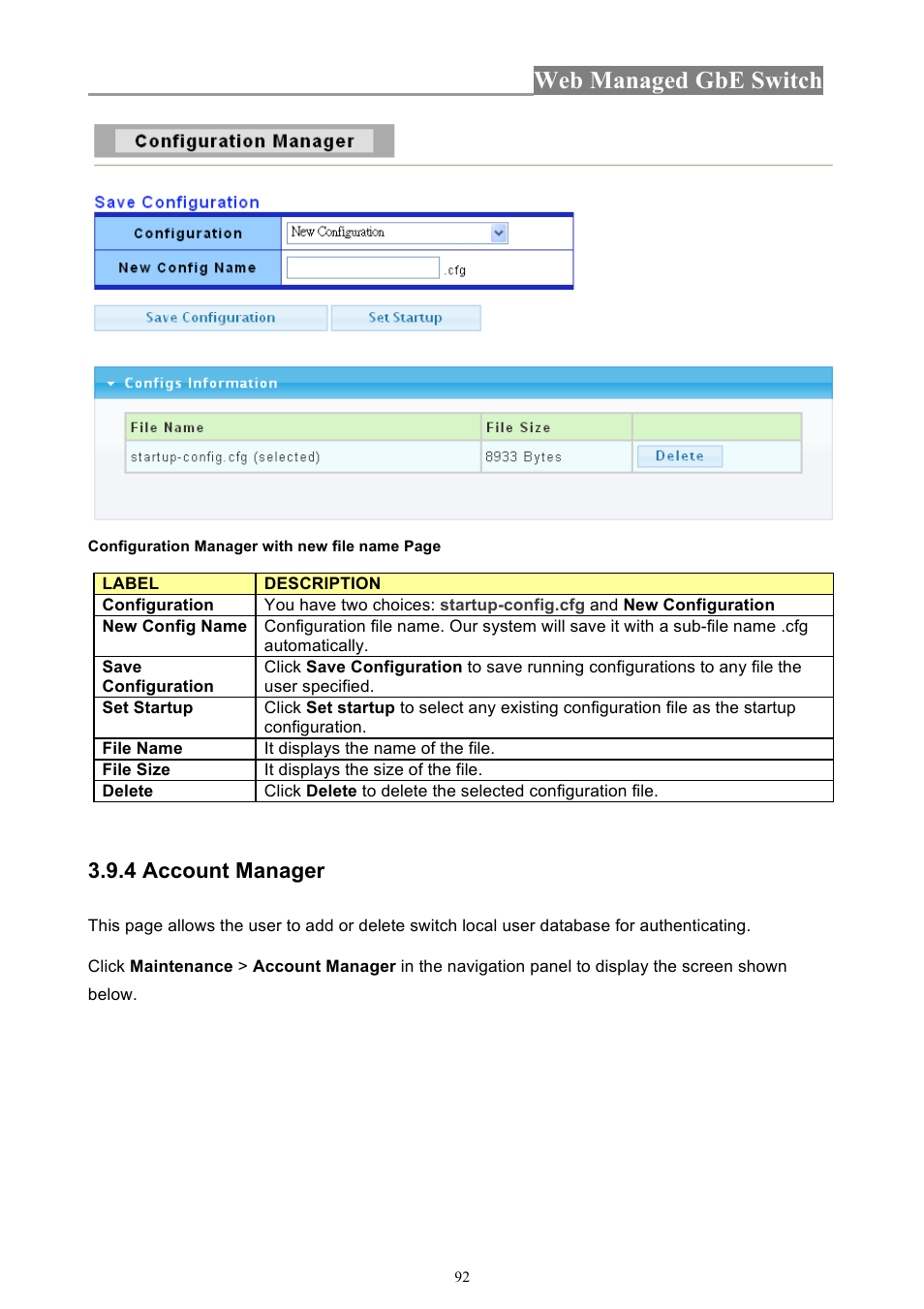 Web managed gbe switch, 4 account manager | INTELLINET NETWORK 560801 24-Port Gigabit Managed Switch + 4 SFP Ports User Manual User Manual | Page 92 / 96