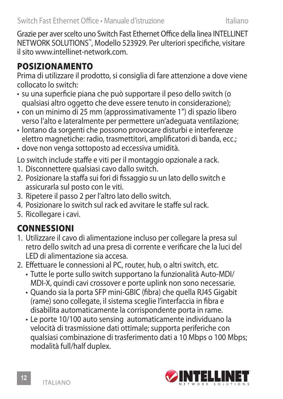 INTELLINET NETWORK 523929 Fast Ethernet Office Switch User Manual | Page 12 / 20