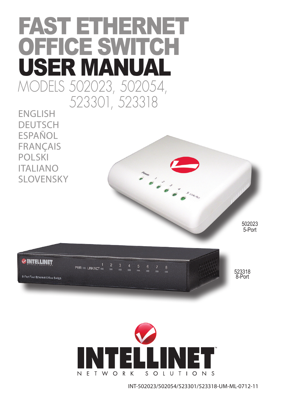 INTELLINET NETWORK 523301 8-Port Fast Ethernet Office Switch User Manual | 12 pages