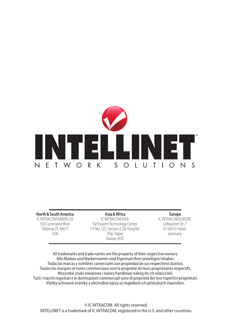 INTELLINET NETWORK 523301 8-Port Fast Ethernet Office Switch User Manual | Page 12 / 12