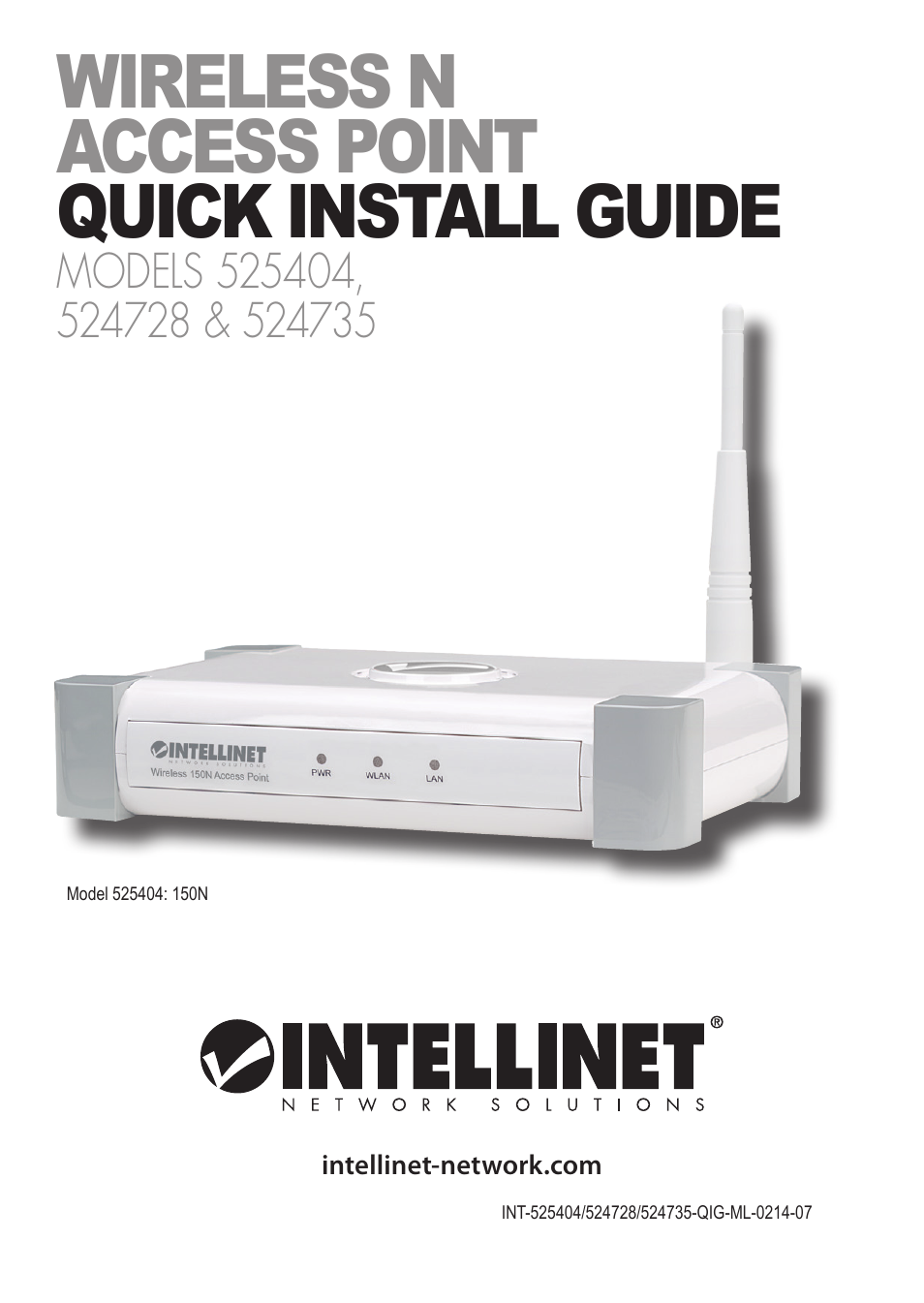 INTELLINET NETWORK 524735 Wireless 300N PoE Access Point Quick Install Guide User Manual | 12 pages