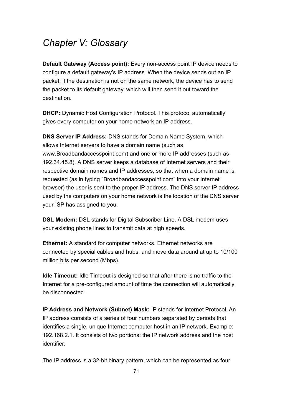 Chapter v: glossary | INTELLINET NETWORK 524735 Wireless 300N PoE Access Point User Manual User Manual | Page 77 / 80