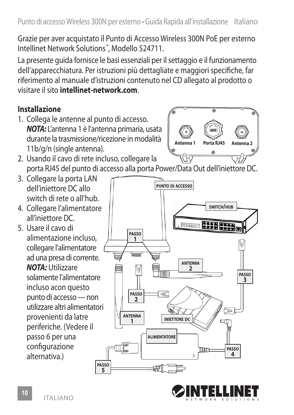 INTELLINET NETWORK 524711 Wireless 300N Outdoor PoE Access Point Quick Install Guide User Manual | Page 10 / 16